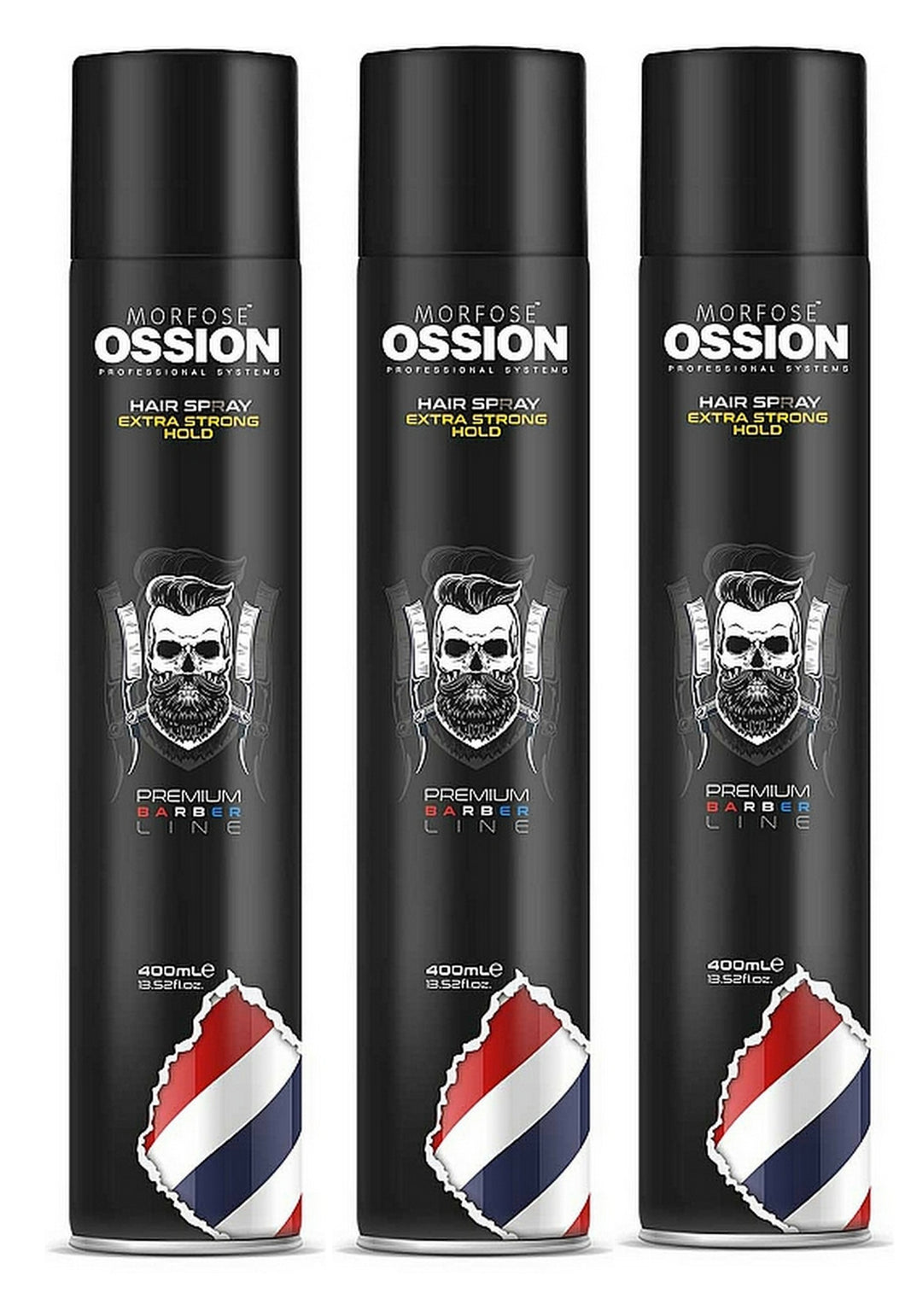 Morfose Ossion Barber Line Hair Spray Extra Strong Hold 3x(400 ml)