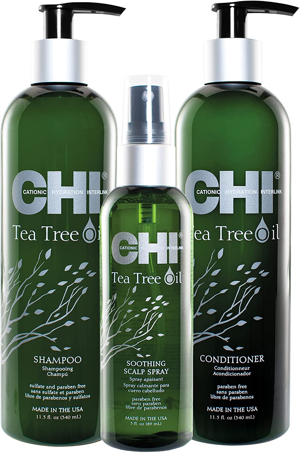 CHI Tea Tree oil  Shampoo 355ml Conditioner je 355 ml Soothing Scalp Spray 89 ml
