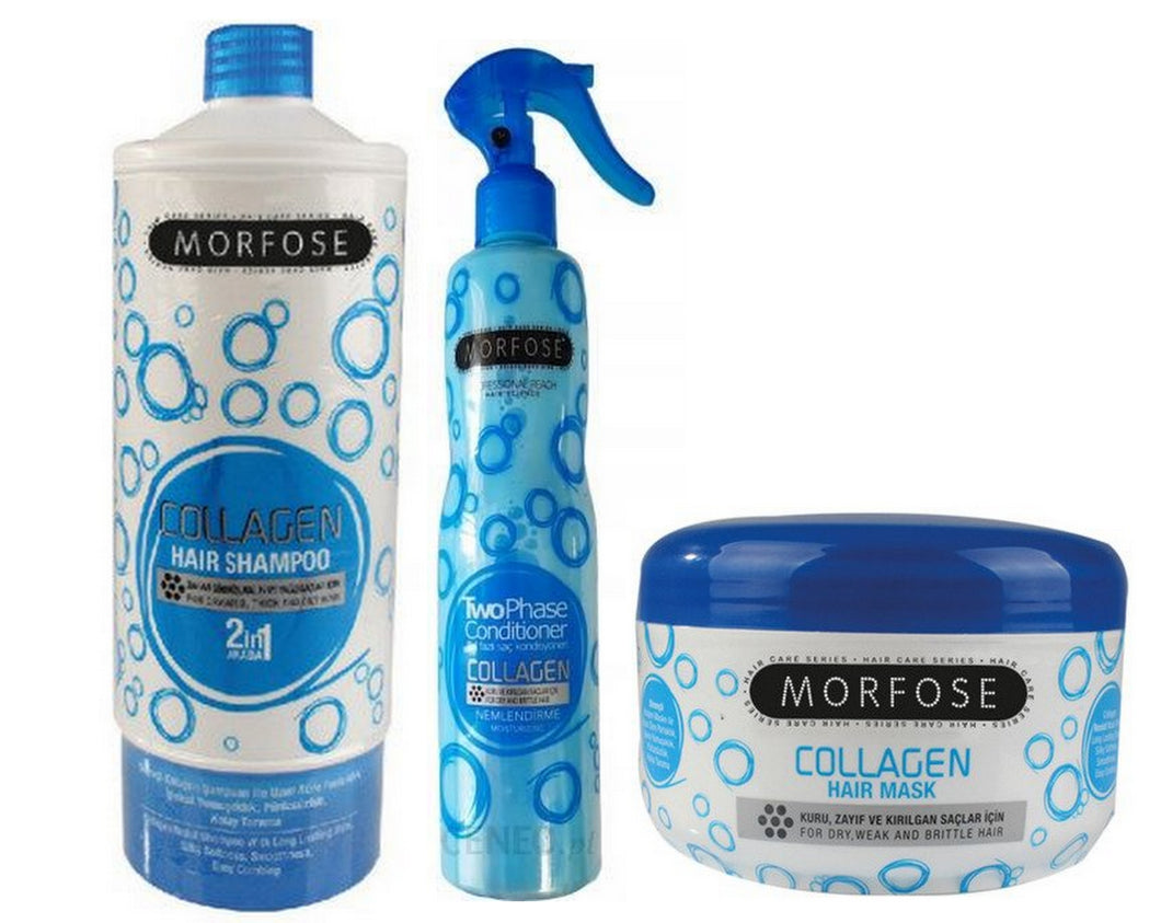 Morfose Colagen Shampoo 1000 ml Maske 500 ml 2 Phase Conditioner 400 ml